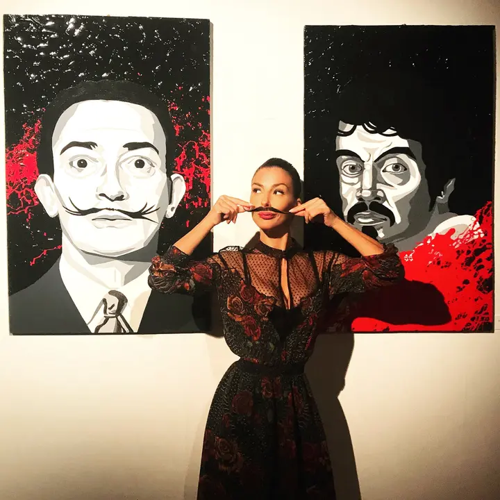 sx Il Delirante - Dalì, dx Il Dannato - ritratto di Caravaggio — #SelfieadArte di Clelia Patella